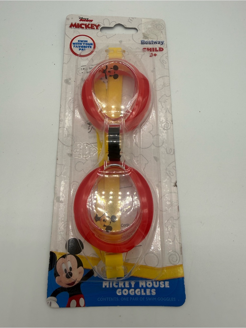 Disney Junior Mickey Mouse Child Swimming Goggles Bestway New Ages 3+ Red Yellow